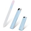 Glass Nail File in Case, Crystal Nail File, Glass Fingernail File, Manicure Nail Care, Gradient Color Czech Glass File, Double-Sided Etched Glass Nail File for Nail Art & Nail Care (Pink-Blue)