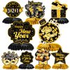 Lovarywow Happy New Year Decorations 2025-9PCS New Years Eve Decorations 2025 Eve Honeycomb Centerpiece Table Decorations Black Gold Nye Party Supplies Happy New Years 2025 Table Decor for Men Women