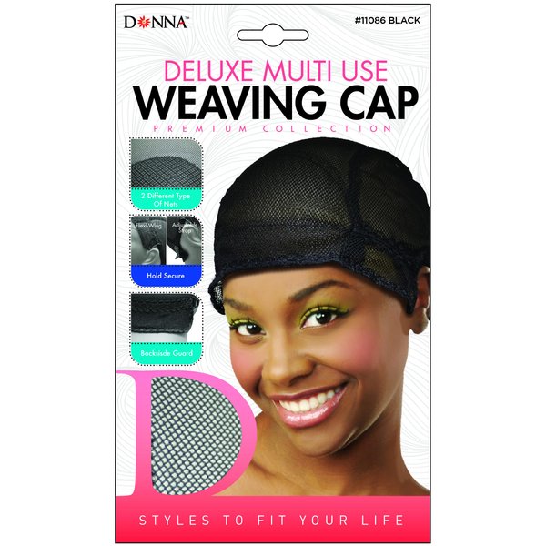 DONNA Deluxe Multi Use Weaving CAPS, Wig Head Wig Caps for Women Hair Net, Wig NET, 1PC BLACK COLOR