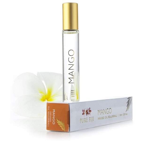 PURE FIJI Infused Oil Rollerball - Essential Oil Roller Bottles Pure Travel Essentials, Natural Oils Roll On-for Aromatherapy, Kids, Children, Adults - Mango, 0.33oz