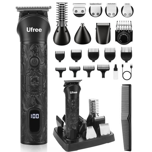 Ufree Beard Trimmer for Men, Electric Razor Shavers for Men, Cordless Hair Clippers, 7 in 1 Beard Grooming Kit for Mustache Body Nose Hair and Facial, Gifts for Men