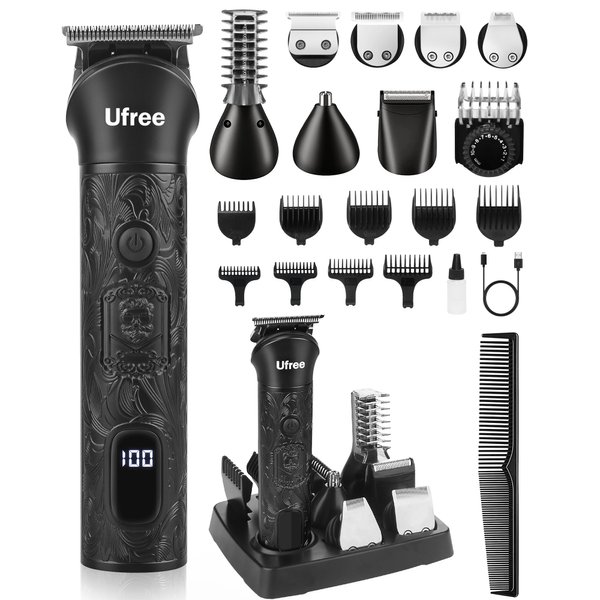 Ufree Beard Trimmer for Men, Electric Razor Shavers for Men, Cordless Hair Clippers, 7 in 1 Beard Grooming Kit for Mustache Body Nose Hair and Facial, Gifts for Men