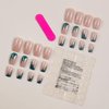Medium Press on Nails Marble Square Shape Fake Nails French Tip Glue on Nails Full Cover Acrylic Nails Cute False Nails Medium Length Stick on Nails Glossy Artificial Nails for Women DIY Manicure