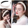 Atoden White Headband Padded Headband Satin Headbands Thick Headbands Plain Head Band Hair Bands Hair Accessories for Women Girls