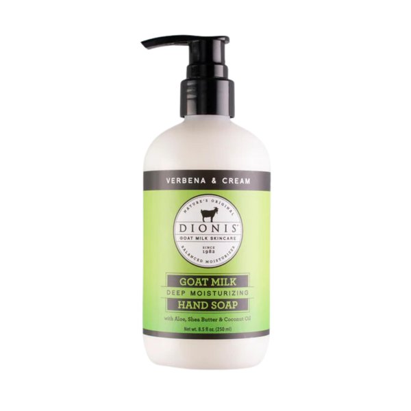 Dionis Goat Milk Skincare Verbena & Cream Scented Hand Soap - Skin Moisturizing & Hydrating Hand Wash -Rich & Creamy -Made in The USA- Cruelty Free Formula For Sensitive Skin, 8.5oz Bottle With A Pump