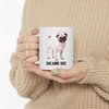 Personalized Name Cream Pug Angel Wings Memorial Coffee Mug - Sympathy Gifts for Dog Lovers White Cup 11 oz