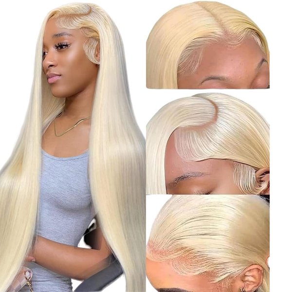 werkueen 613 Lace Front Wig Human Hair 13x6 Blonde Wig Human Hair Straight 613 HD Lace Frontal Wig 180% Density Blonde Lace Front Wigs Human Hair Glueless Wigs Pre Plucked With Baby Hair (30Inch)