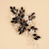 BERYUAN Wedding Pearls Crystal Rhinestone Hair Comb Pearls Crystal Flowers Bride Headpiece Black Crystal Pearls Wedding Hair Accessories Handmade Wedding Hairband for Wedding Women and Girls (black)