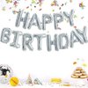 TONIFUL Laser Silver Happy Birthday Balloon Banner 16 Inch Mylar Foil Letters Birthday Sign Bunting Reusable for Girls Boys Kids & Adults Birthday Decorations and Party Supplies