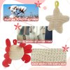 Bleu Bath (2 Pack) Animal Body Scrubber Natural Linen Shower Ball for Toddler Kids Gentle Exfoliating Bath Sponge Loofah Pouf in Yellow Starfish Red Crab with Cute Big Eyes Design