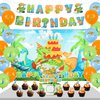 Dinosaur Birthday Party Supplies, 49Pcs Dinosaur Party Decorations with Dinosaur Happy Birthday Backdrop, Dinosaur Balloons, Happy Birthday Banner, Cupcake Toppers for Boys Kids Girls Celebration