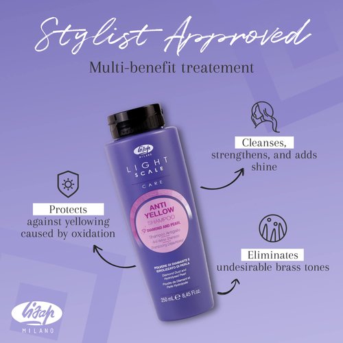 Lisap Light Scale Care Anti-Yellow Shampoo, Purple Shampoo for Blonde Hair & Highlights, Nourishing & Hydrating Purple Toner, Neutralizes Brassy Tones for A Balanced Blonde