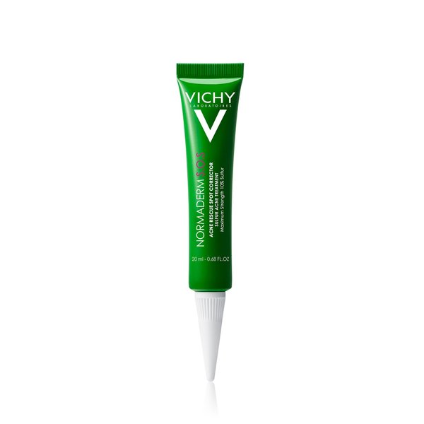 Vichy Normaderm S.O.S Acne Rescue Spot Corrector, Acne Spot Treatment for Face with 10% Sulfur, Niacinamide & Glycolic Acid, Blemish Remover and Pimple Cream to Reduce Breakouts for Sensitive Skin