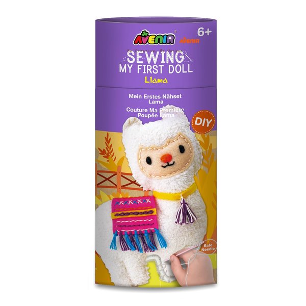 Avenir DIY Sewing Kit for Beginner Kids Arts & Crafts Soft Toy My First Craft Set Includes Llama with Heart Instructions & Plush Felt Materials for Learn to Sew, Embroidery for 6 Years