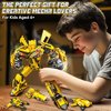 Transforming Building Blocks Set for Adults, Convertible Truck and Robot Building Kit Model, 6 in 2 Building Creative Action Mech Toys Halloween Xmas Gift for Boys and Girls (Yellow)