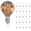 Svater G40 LED Replacement Bulbs for Outdoor String Lights, 25 Pack Dimmable Shatterproof Globe Bulbs, E12/C7 Screw Base Edison Light Bulbs for Indoor Outdoor Patio Decor, Warm White 2700K