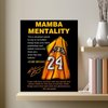 Kobe Bryant Canvas Wall Art Decor - Mamba Mentality Poster with Iconic Jersey and Inspirational Quotes, Motivational Artwork for Home and Office Decoration 8X10 inch