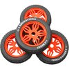 ShareGoo OD 4.52" 1/8 RC Buggy Rubber Tires Tyre w/ 5 Spoke Plastic Rim 17mm Hex Compatible with Arrma Kyosho Exceed RC Traxxas Redcat HSP HPI 1/8 Scale Off Road Car Buggy (Red)