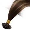 Full Shine U Tip Hair Extensions Human Hair Color 4 Medium Brown Fading to 24 Blonde Highlight 4 Keratin Hair Extensions Human Hair 16 Inch Fusion Hair Extensions Human Hair 50g/50s U Tip Hair