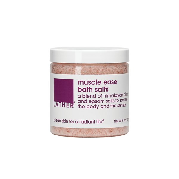 LATHER Muscle Ease Bath Salts | Bath Salts with Eucalyptus, Spearmint & Lime Essential Oils | Epsom Salts for Soaking for Pain | Bath | Aromatherapy | Self Care | Relaxing Bath Products | 9 Oz