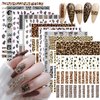 10 Sheets Leopard Print Nail Art Stickers 3D Self-Adhesive Nail Decals Holographic Leopard Line French Animal Nail Sticker for Women Girls DIY Manicure Tips Nail Charms Nail Art Decoration Supplies