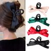 MHDGG Big Bow Hair Claw Clips for Women,4pcs Bow Hair Barrette Nonslip Claw Clip for Thin Thick Curly Hair,Bow Hair Dress Up Accessories for Birthday Party Show Christmas Thanksgiving(Black Pink Green Red)