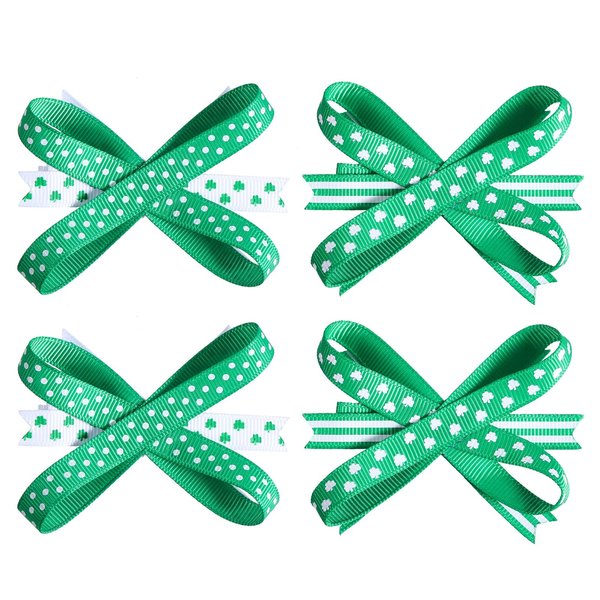 St Patricks Day Hair Bow Clips Shamrock Alligator Barrettes Irish Green Clover Hair Pins St Patty Cheer Party Costume Decor Accessories for Toddler Teens Baby Girls Women Kids