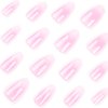 Rchovsam Press on Medium Nails Almonds Fake Nails Pink Gradient Stick on Nails Glossy Acrylic Glue on Nails for Women Girls 24pcs