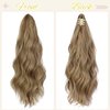 FELENDY 16" Ponytail Extension Small Claw Clip Curly Ponytail Hair Extensions Long Wavy Pony tails Hairpiece Cute Jaw Clips for Women Light Brown Mix Ash Blonde