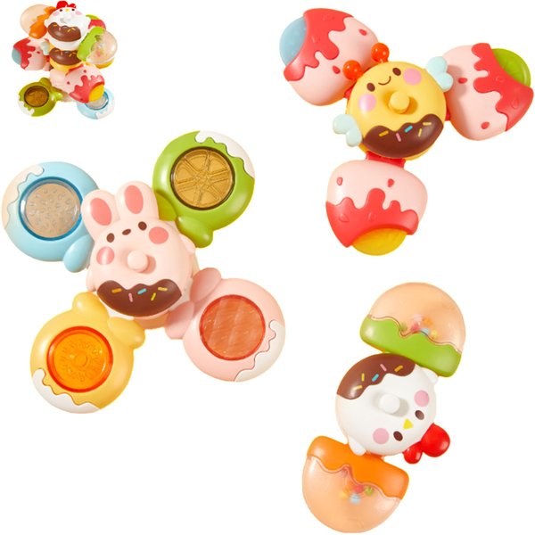 WISHTIME 3PCS Suction Cup Spinner Toys for 1 Year Old Boy Girl Spinning Top Baby 12 18 Months Sensory Toys Stocking Stuffers for Toddlers 1-3 Boys Birthday Gift Bath Toys for Kids Ages 1-3