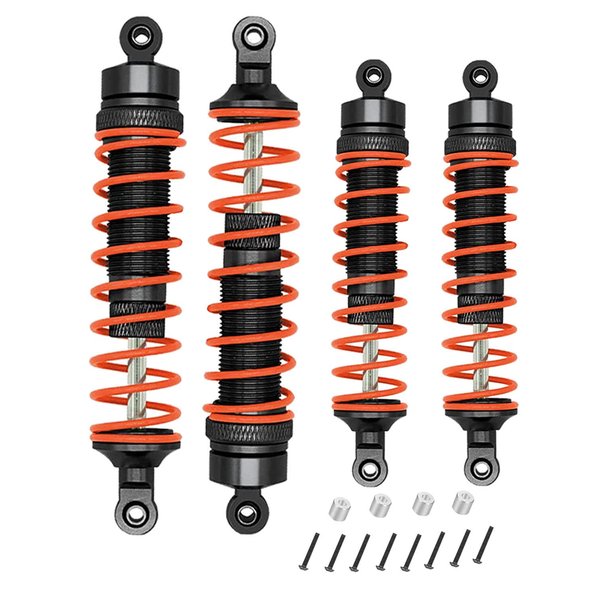 RCMYou Aluminum Big Bore RC Shock Absorber Upgrades Part for 1/10 Slash 2WD 4x4,Stampede 2WD 4X4,Rustler 2WD 4X4,Hoss 2WD 4X4,Alloy 4PCS Front Rear RC Shocks,Black