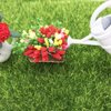 Dollhouse Decoration Plant Pots Miniature Green Potted Miniature Bonsai Model Dollhouse Accessories Decor,1 12 Scale Doll House Miniature Plant Model (Flowers in The Bed)