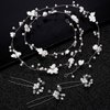 BEAYFILY Bridal Wedding Hair Vine,Extra Long Pearl and Crystal Beads Bride Head Piece,Silver Hair Accessories for Women and Girls (Silver)