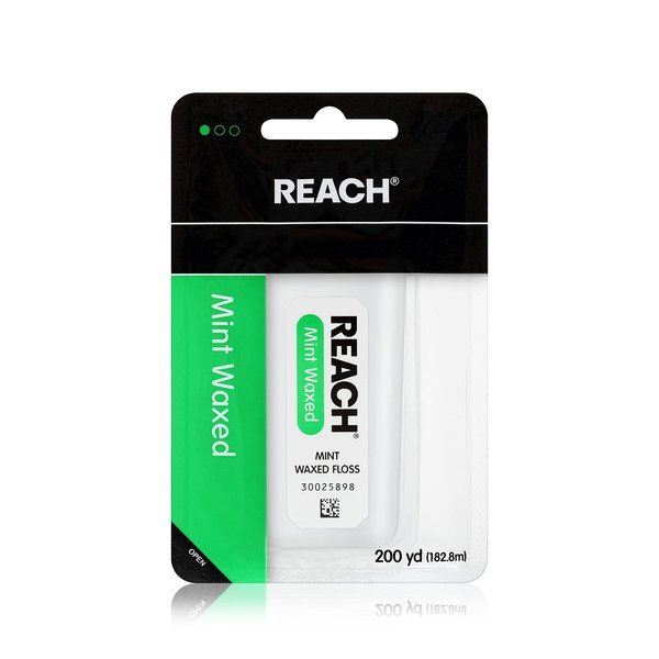 Reach Waxed Dental Floss | Effective Plaque Removal, Extra Wide Cleaning Surface | Shred Resistance & Tension, Slides Smoothly & Easily , PFAS FREE | Mint Flavored, 200 Yards, 1 Pack