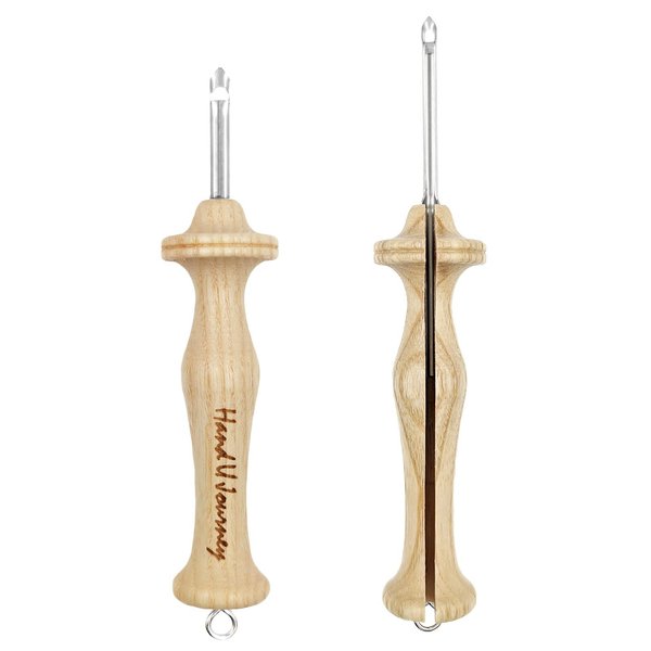 Wool Queen 8# Fine & 10# Regular Size Beech Wood Handle Punch Needle Rug Hooking Tool Sets