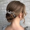 Foryysa Bridal Wedding Hair Pins for Women Silver Vine Headwear Pearl Rhinestone Leave Elegant Handmade Sparkly Bride Design (2 pcs)
