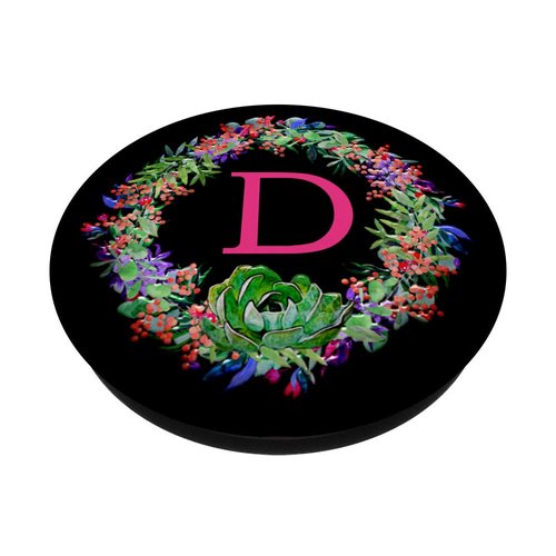 Cell Phone Pop Out Grip Holder,Cute Cactus Monogram Letter D PopSockets Grip and Stand for Phones and Tablets