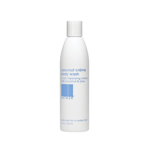 LATHER Coconut Crème Body Wash - Moisturizing Body Wash for All Skin Types - Shower Gel Gently Cleanses & Refreshes without Drying Skin - 8 Fl Oz Bottle