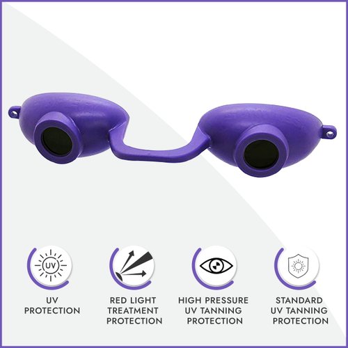 EVO FLEX Sunnies Flexible Tanning Bed Goggles UV Eye Protection Glasses 4 Pack (Purple), FDA Compliant