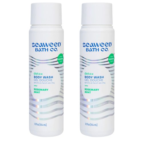 Seaweed Bath Co. Detox Body Wash, Rosemary Mint Scent, 12 Ounce (Pack of 2), Shower Gel for Men & Women, Vegan, Paraben Free, Sulfate Free, Cruelty Free