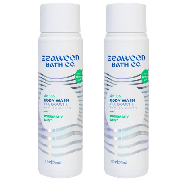 Seaweed Bath Co. Detox Body Wash, Rosemary Mint Scent, 12 Ounce (Pack of 2), Shower Gel for Men & Women, Vegan, Paraben Free, Sulfate Free, Cruelty Free