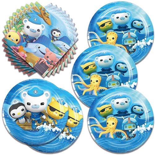 40Pcs Octo-nauts Party Supplies include 20 plates, 20 napkins for the Octo birthday party decoration