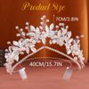 Latious Leaf Bride Wedding Tiaras Silver Rhinestone Princess Headwear Pearl Bridal Headpiece for Women (Silver)
