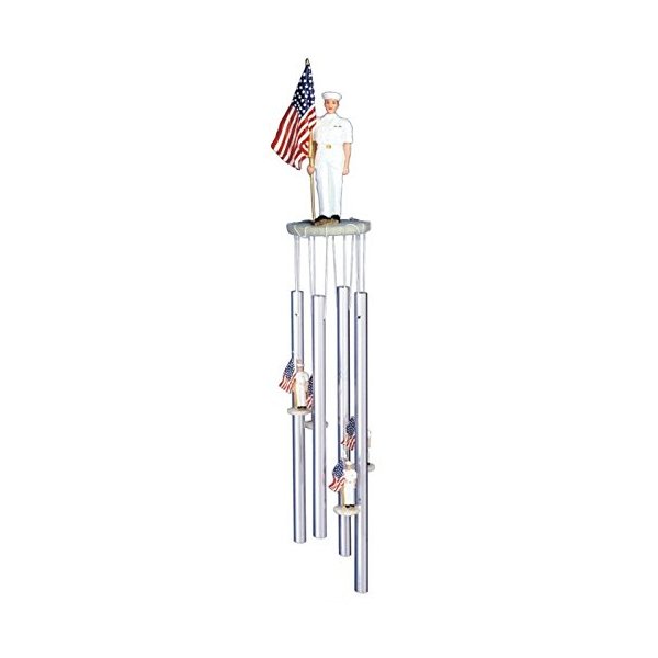 StealStreet SS-G-41809, Wind Chime Round Top Navy with US Flag Hanging Garden Porch Decoration