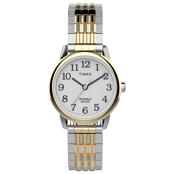 Timex Women's Easy Reader 25mm Perfect Fit Watch – Two-Tone Case White Dial with Two-Tone Expansion Band