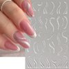 3D Silver Glitter French Nail Sticker, 8 Sheets Heart Butterfly Star Nail Stickers for Women Stripe Wave Lines Nail Art Stickers Swirl Line Nail Decals Reflective French Nails Stickers Nail Supplies