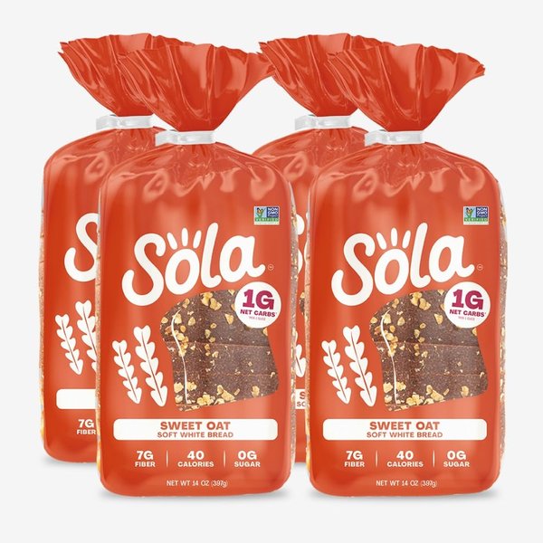 Sola Keto Bread, Sweet Oat - Delicious Non-GMO, No Added Sugar, Low Calorie Bread Loaf with 1g Net Carbs (Pack of 4)