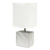 Simple Designs LT2071-WOW White Gray Petite Marbled Ceramic Bedside Mini Table Lamp with White Fabric Shade