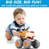 MOONTOY Toy Cars for 1 2 3 Year Old Boys, 3 Pack Friction Powered Cars Pull Back Toy Cars Set - Bull Truck, Leopard Truck, Crocodile Trucks, Push and Go Toy Cars for Toddler Boys Baby Gift.