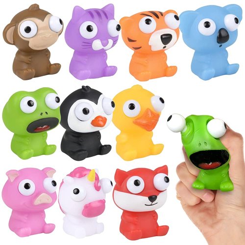 ArtCreativity Squeezy Animals with Pop Out Eyes, Set of 20, Fun Squeeze Stress Relief Toys for Kids, Fun Goodie Bag Fillers, Birthday Party Favors for Boys and Girls